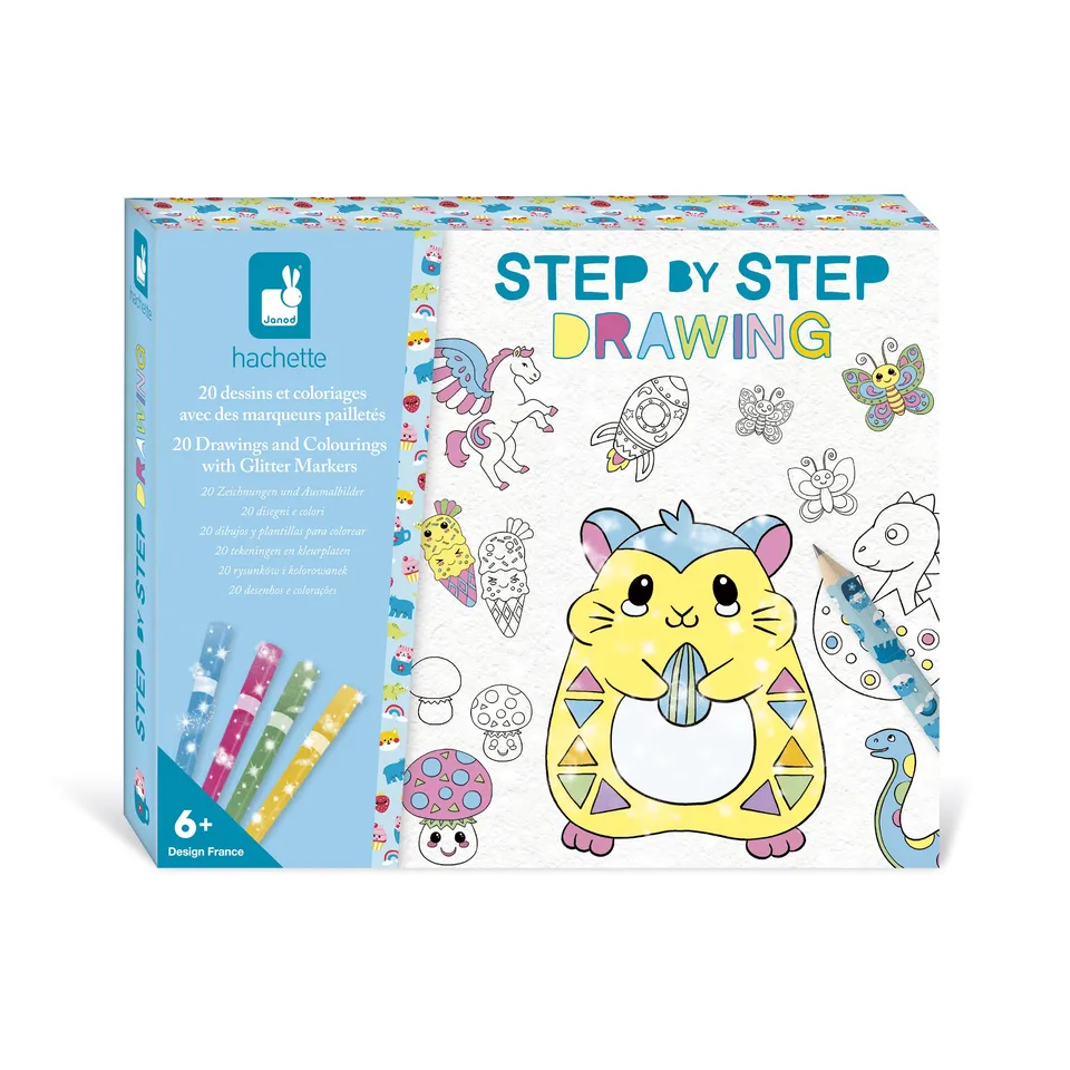 janod-step-by-step-drawing-j09157-zeichensetz-mit-glitzerstiften image 1