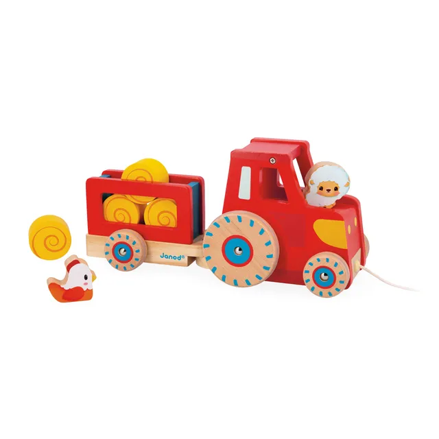janod-farm-traktor-zum-ziehen-aus-holz image 1