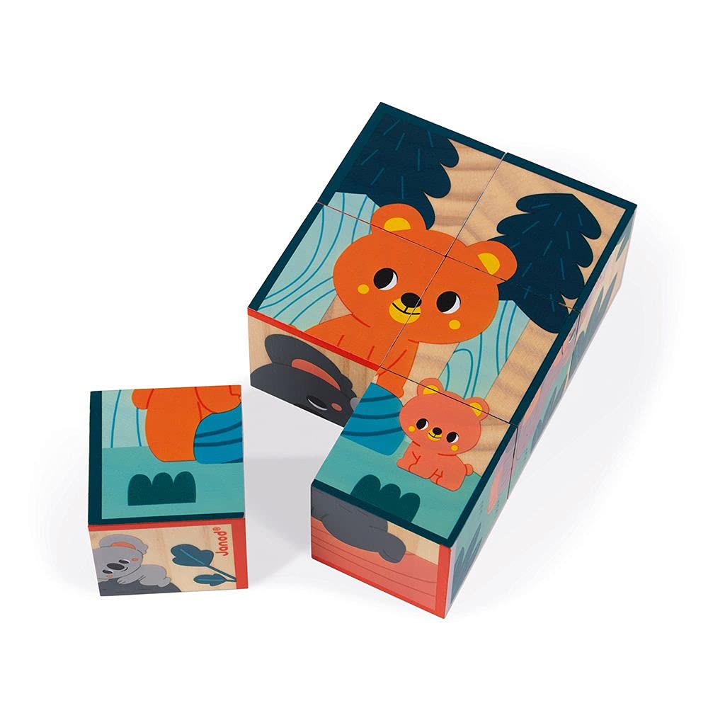 janod-holzw-rfel-puzzle-tiere-j08622-6-puzzles-aus-fsc-holz-ab-1-jahr image 1