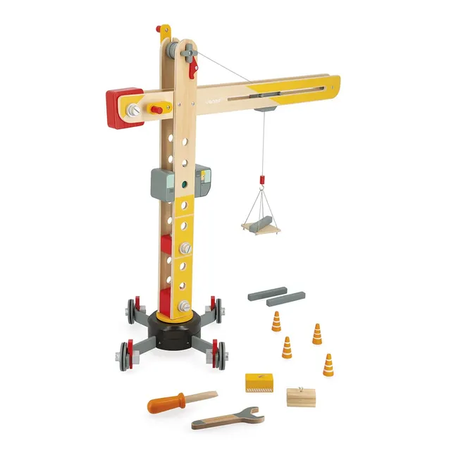 janod-gro-er-holzkran-j06468-gelb-74-cm-konstruktionsspiel-360-drehbar image 1