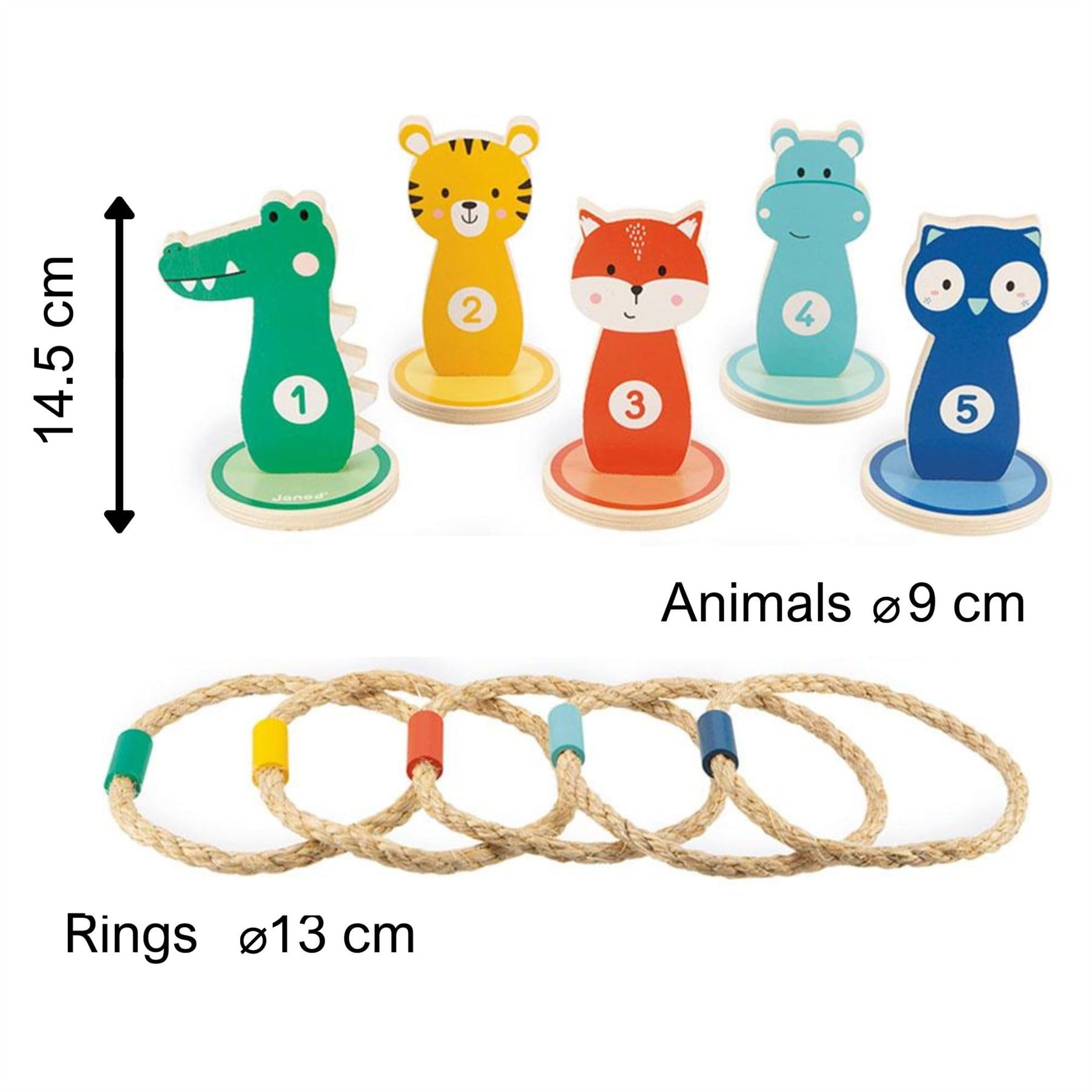 janod-ringwurfspiel-holz-tiere-mit-5-haltern-und-5-seilringen image 2
