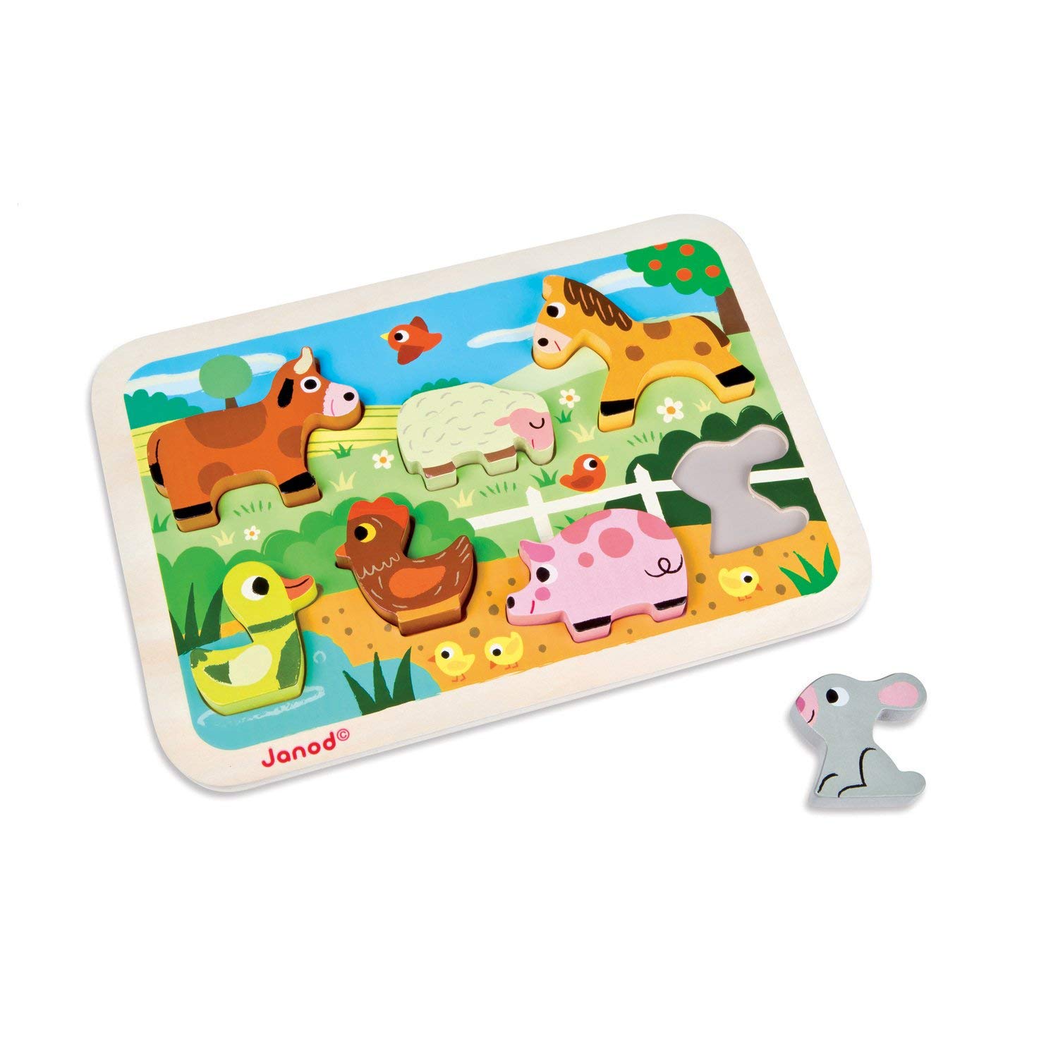 janod-chunky-puzzle-bauernhoftiere-j07055-holz-steckpuzzle-7-teile image 1