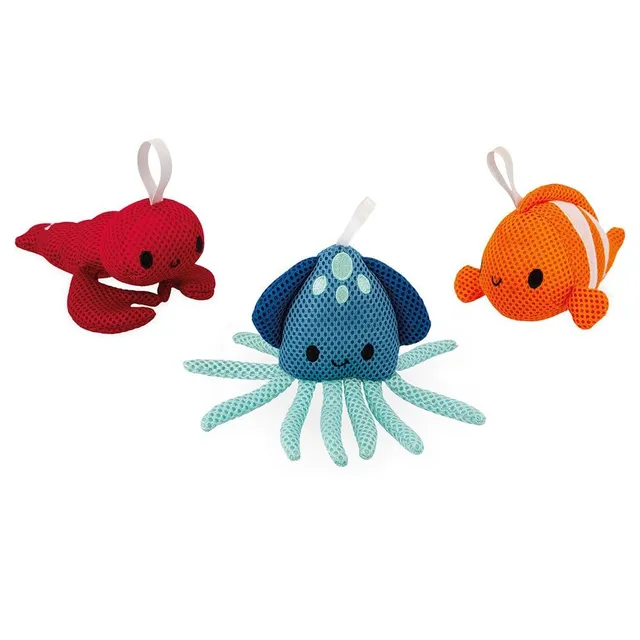 janod-badespielzeug-waschen-lernen-j04731-hummer-clownfisch-stofftintenfisch image 1