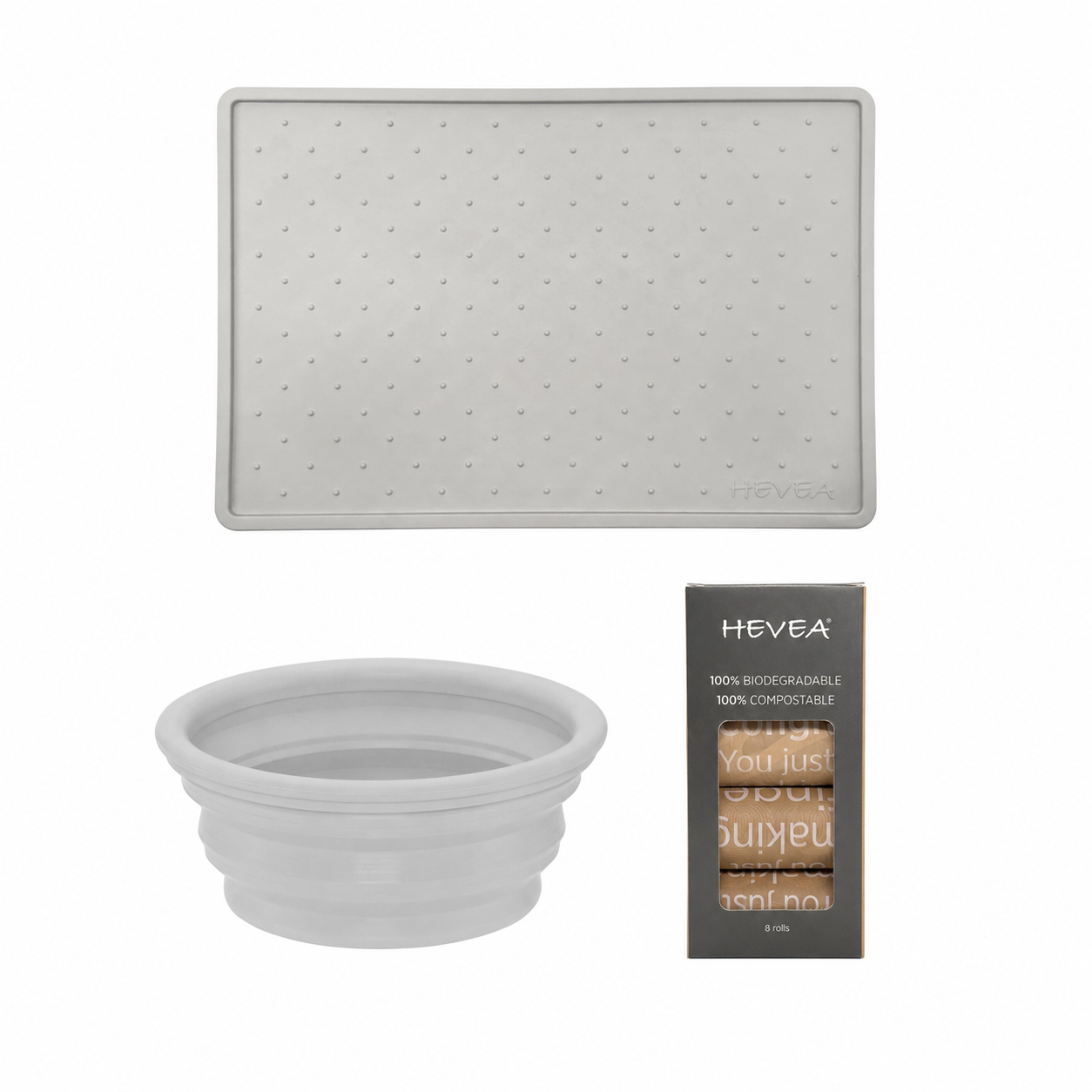 hevea-dog-everyday-essentials-set-3-teilig-futtermatte-falt-napf image 2