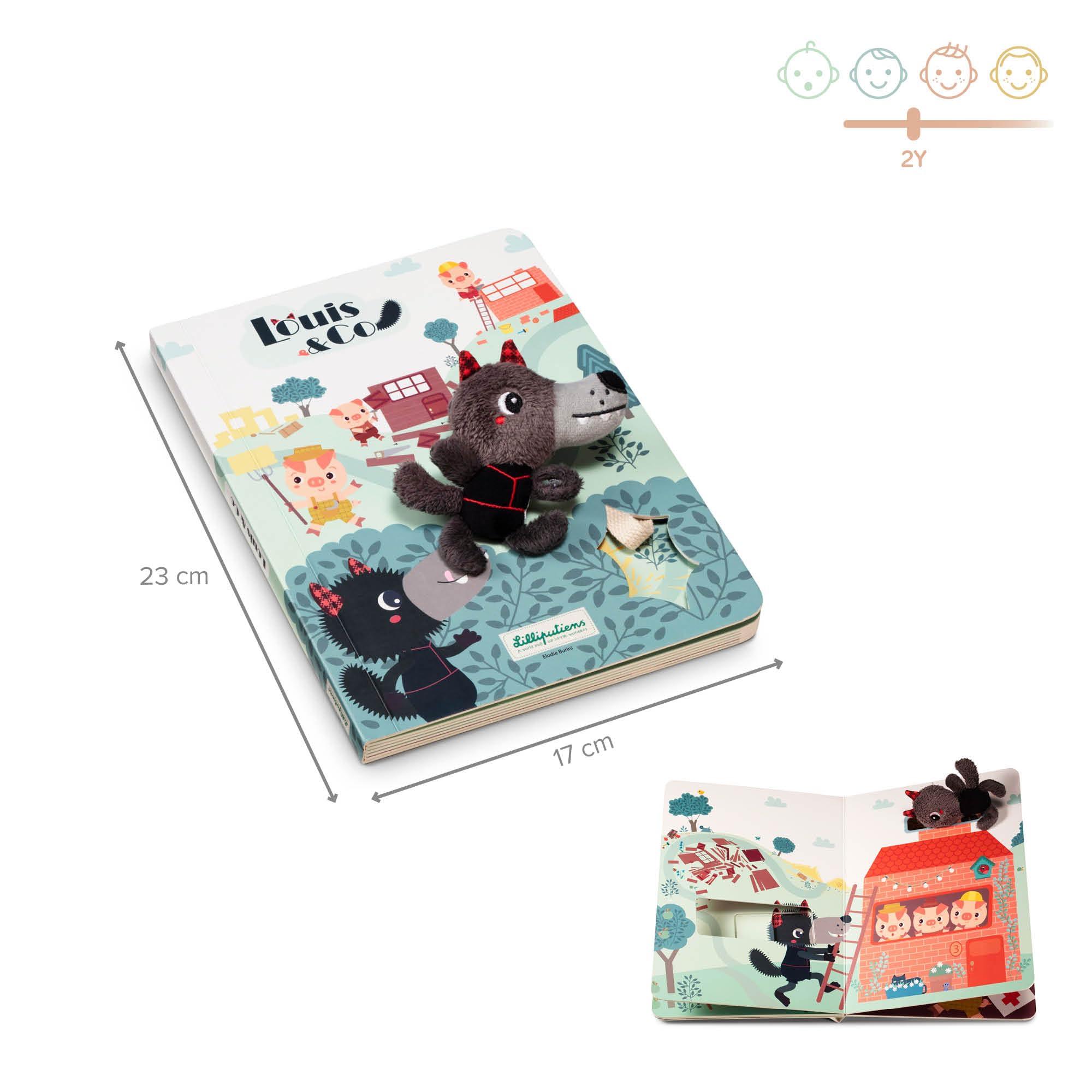 lilliputiens-aufklappbuch-mit-stoffpuppe-wolf-und-drei-kleine-schweinchen-83410 image 7