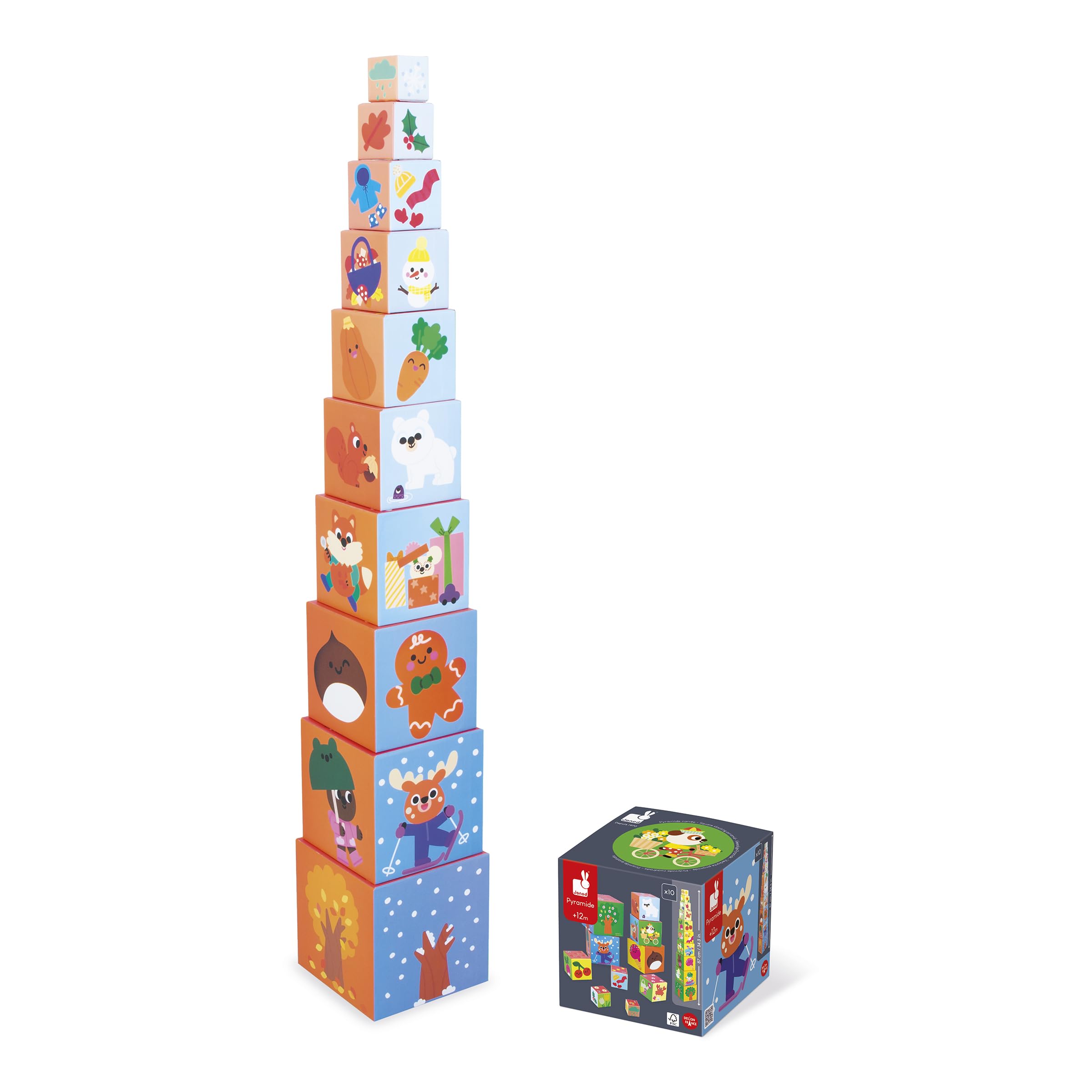 janod-meine-erste-pyramide-10-stapelw-rfel-vier-jahreszeiten image 1
