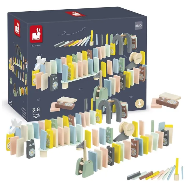 janod-sweet-cocoon-j04404-28-holzdominos-100-teiliges-domino-parcours-set-pastel image 1