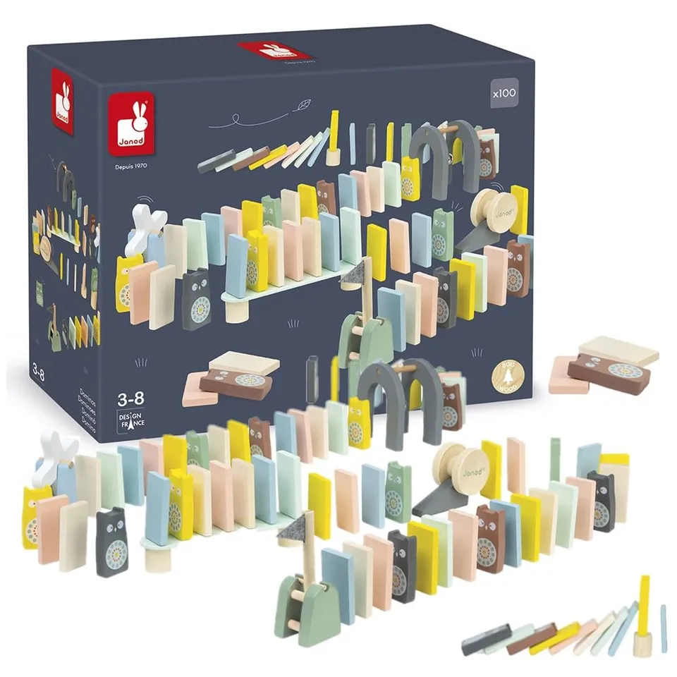 janod-sweet-cocoon-j04404-28-holzdominos-100-teiliges-domino-parcours-set-pastel image 1