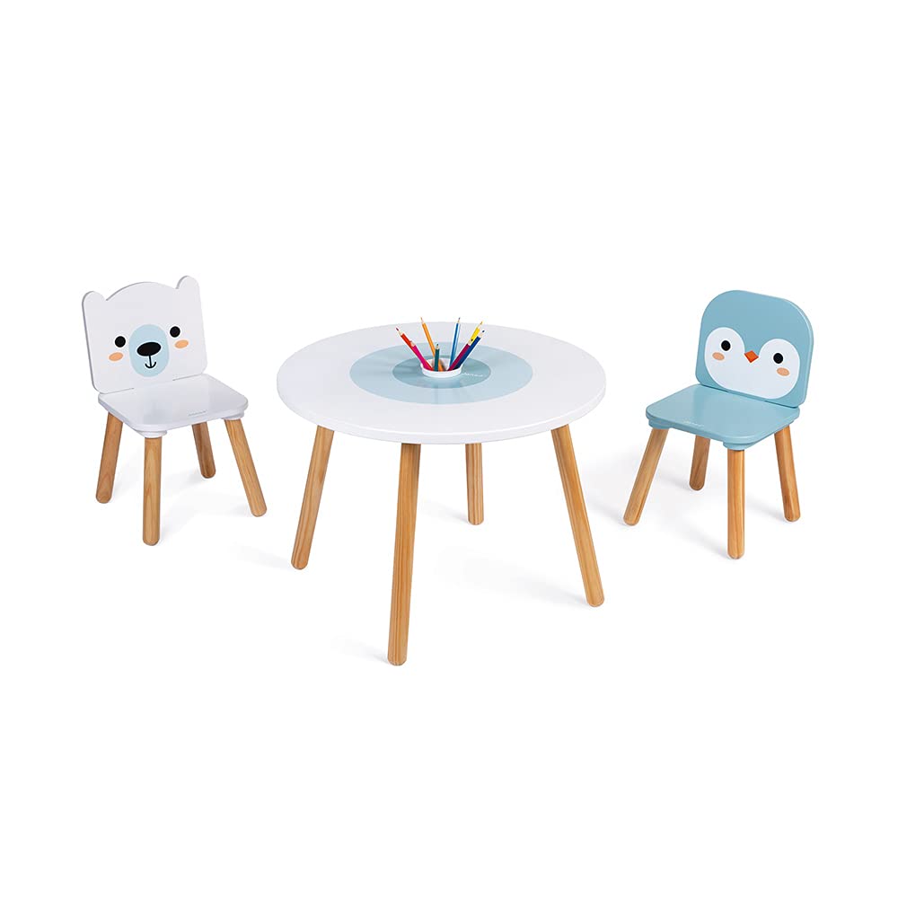 janod-polar-kindertisch-mit-2-st-hlen-eisb-r-und-pinguin image 2