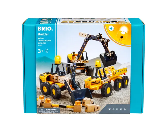 brio-builder-34597-volvo-baufahrzeuge-box-bagger-frontlader-muldenkipper image 1
