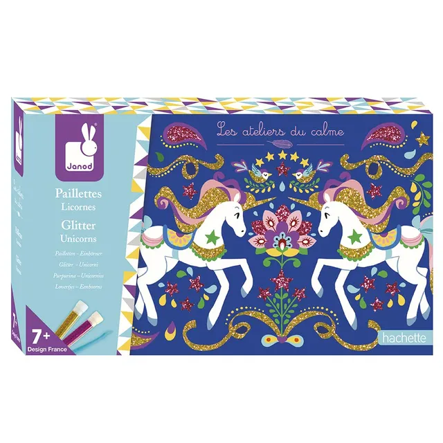 janod-einhorn-glitter-kratzbilder-kreativ-set-mit-pailletten-ab-7-jahre image 1