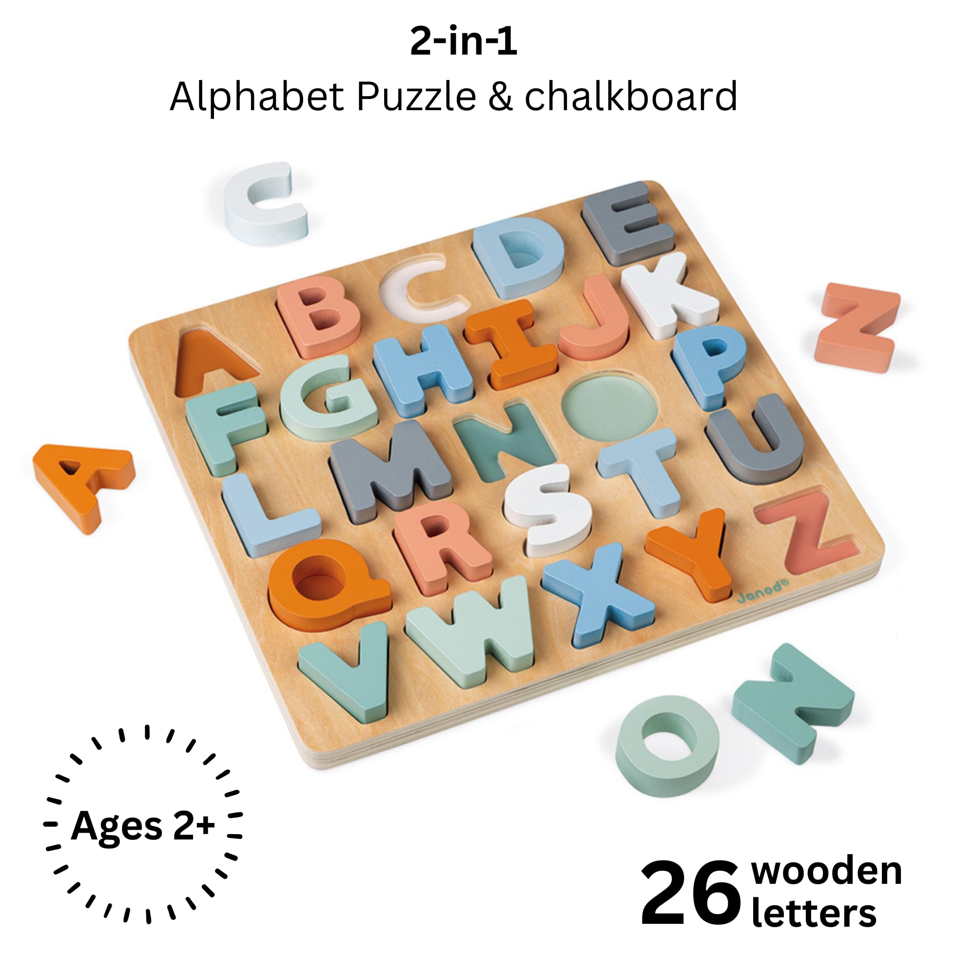 janod-sweet-cocoon-alphabet-puzzle-holz-26-teile-mit-tafel image 2