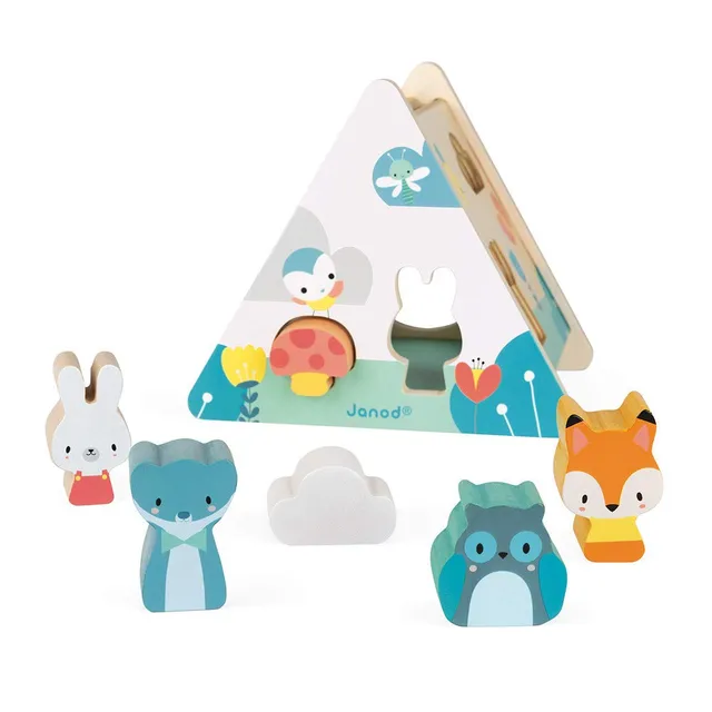 janod-pure-holz-steckspiel-tipi-mit-6-tieren-steckw-rfel-ab-18-monate image 1