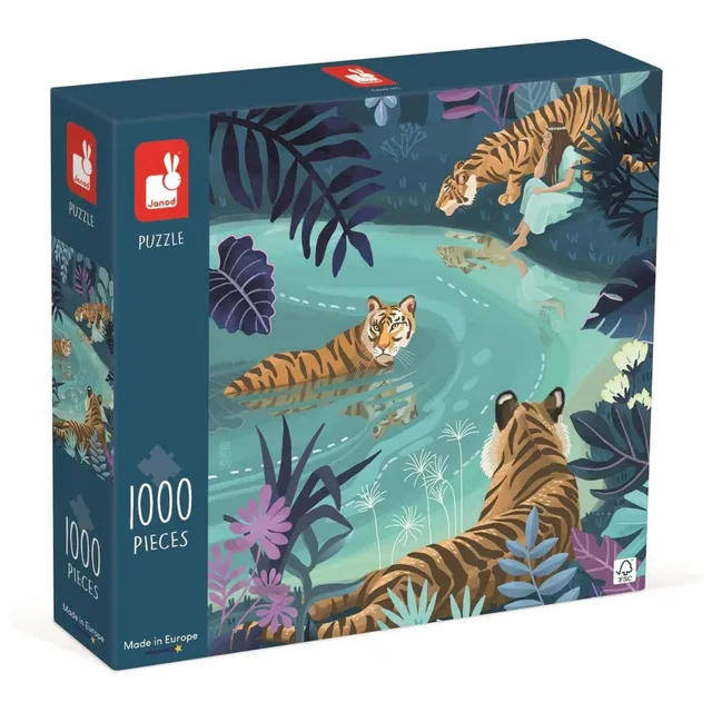 janod-puzzle-tiger-im-mondschein-1000-teile-68-cm image 1