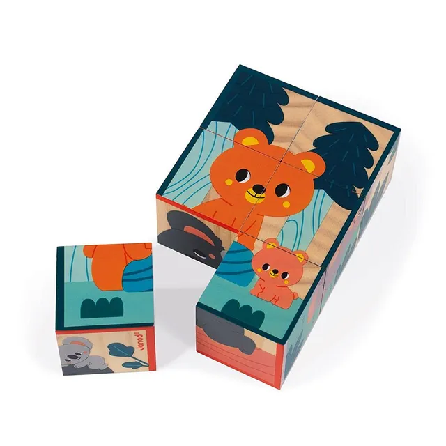 janod-holzw-rfel-puzzle-tiere-j08622-6-puzzles-aus-fsc-holz-ab-1-jahr image 1