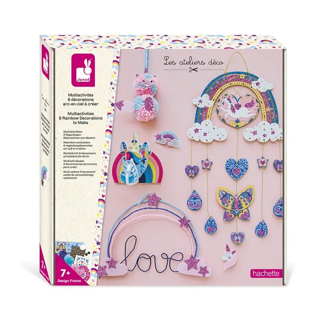 janod-les-ateliers-d-co-einhorn-und-regenbogen-kreativ-set-6-basteleien-ab-7-jah image 1