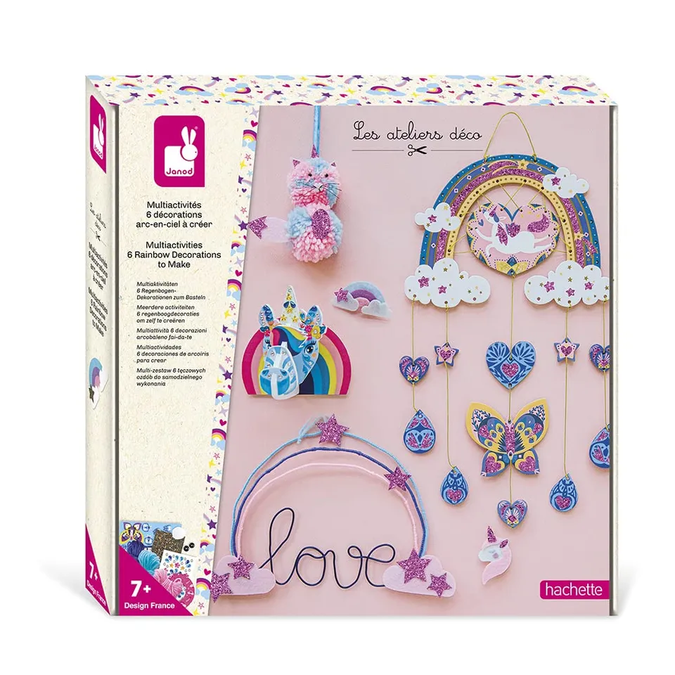 janod-les-ateliers-d-co-einhorn-und-regenbogen-kreativ-set-6-basteleien-ab-7-jah image 1