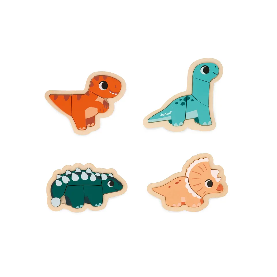 janod-j05824-holzpuzzle-set-dinos-4-evolutive-dino-puzzles-mit-2-bis-5-teilen image 1