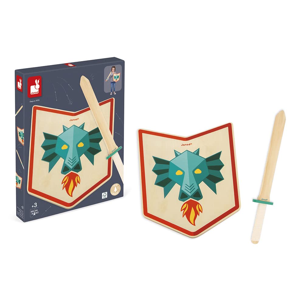 janod-drachen-ritter-set-j03171-holzschild-und-holzschwert image 2