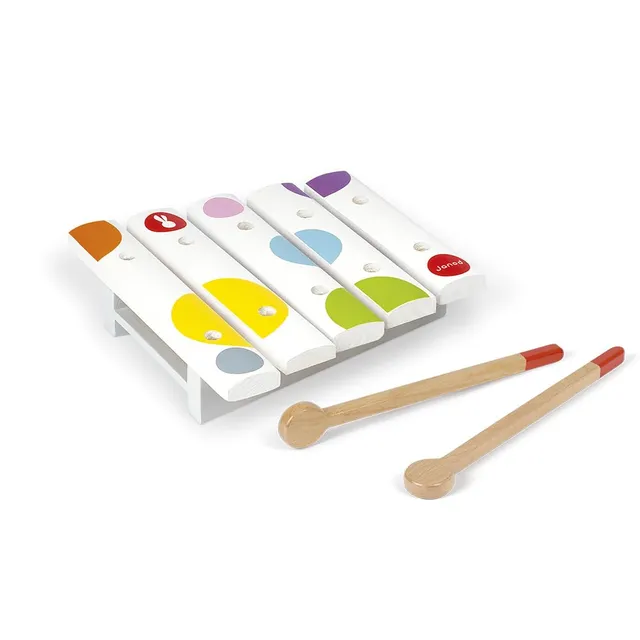 janod-confetti-j07603-mini-holz-xylofon-musikinstrument-mit-5-t-nen-und-2-schl-g image 1