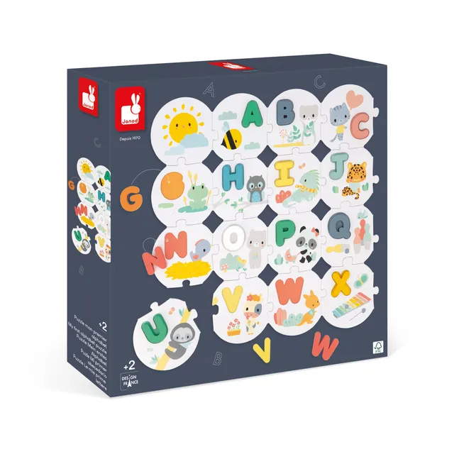 janod-pure-puzzle-mein-erstes-alphabet-j08045-28-teile-26-holzbuchstaben image 1