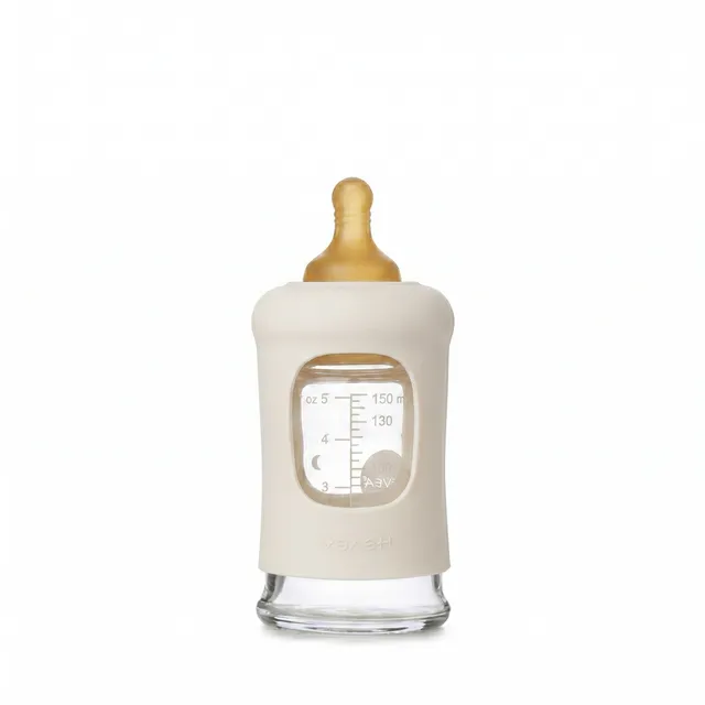 hevea-weithals-baby-glasflasche-mit-h-lle-150ml-single-pack image 1