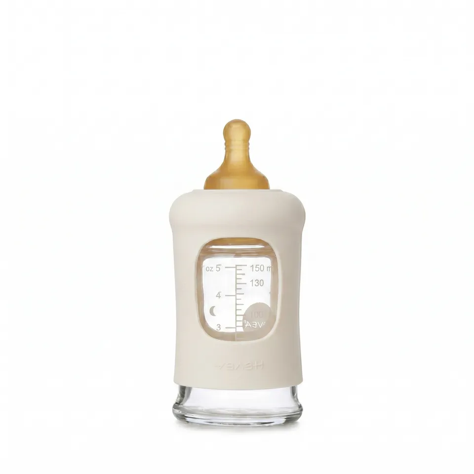 hevea-weithals-baby-glasflasche-mit-h-lle-150ml-single-pack image 1
