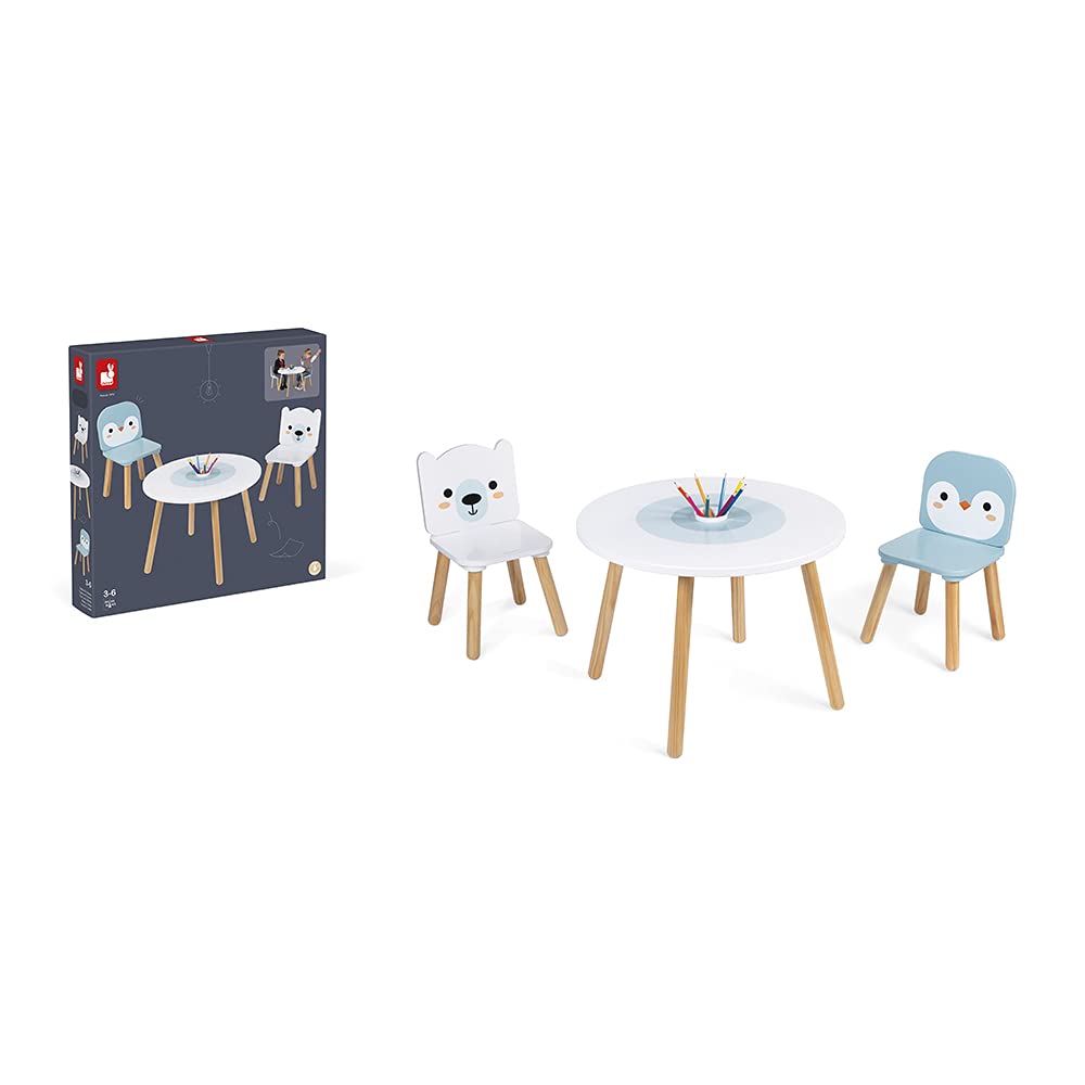 janod-polar-kindertisch-mit-2-st-hlen-eisb-r-und-pinguin image 7