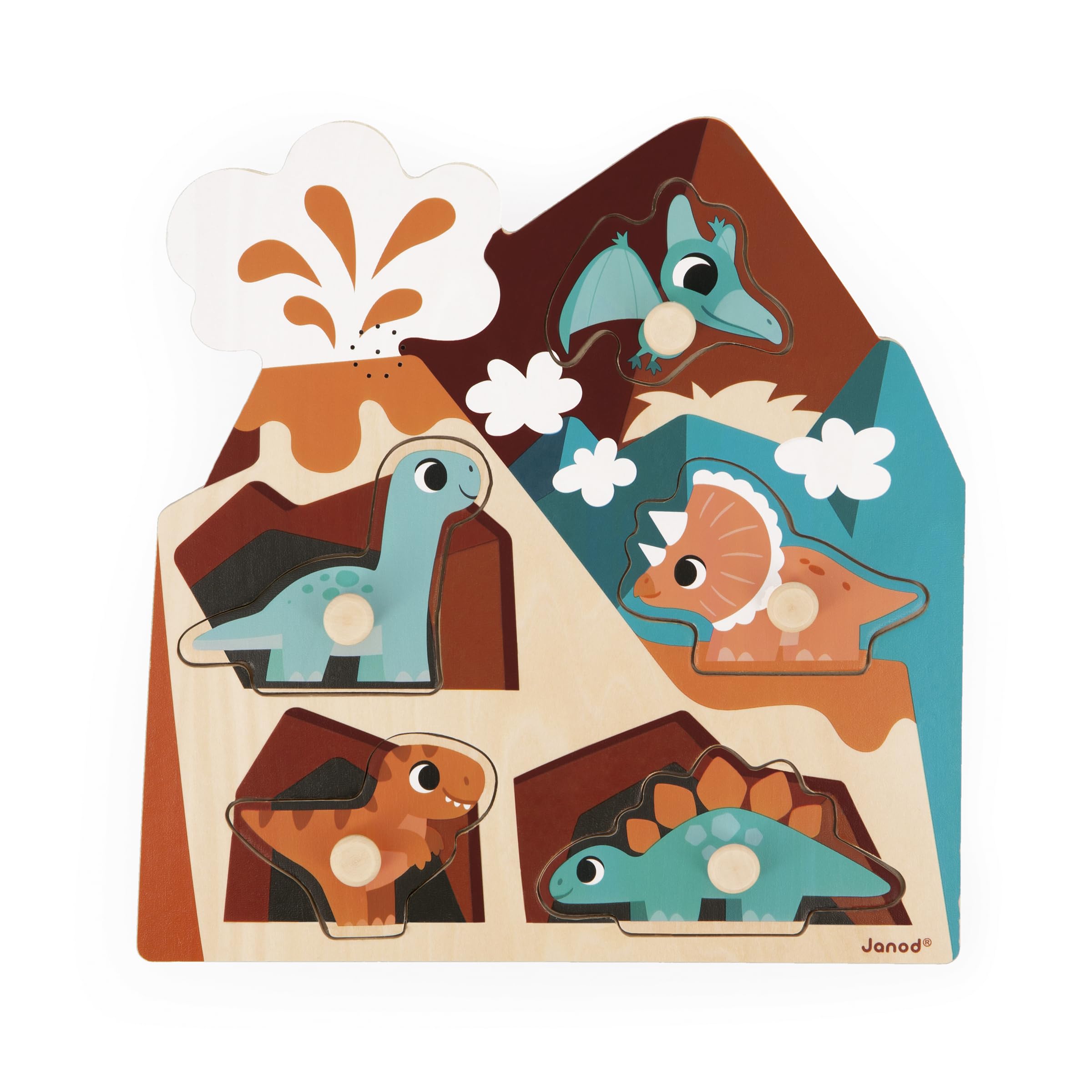 janod-holzpuzzle-mit-ger-uschen-dino-5-teile-ab-18-monaten image 3