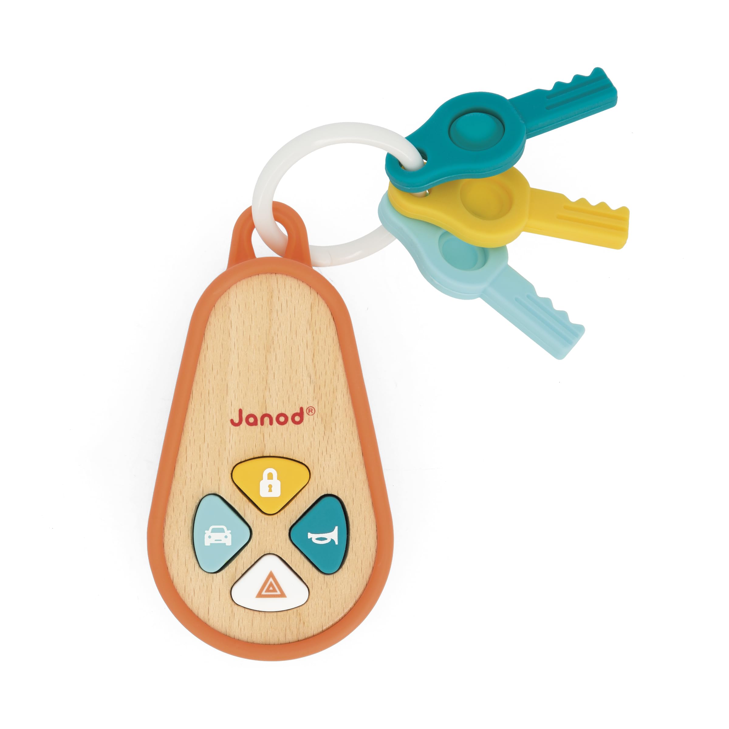 janod-klangvoller-schl-sselanh-nger-mit-4-sounds-rassel-ab-18-monaten image 2