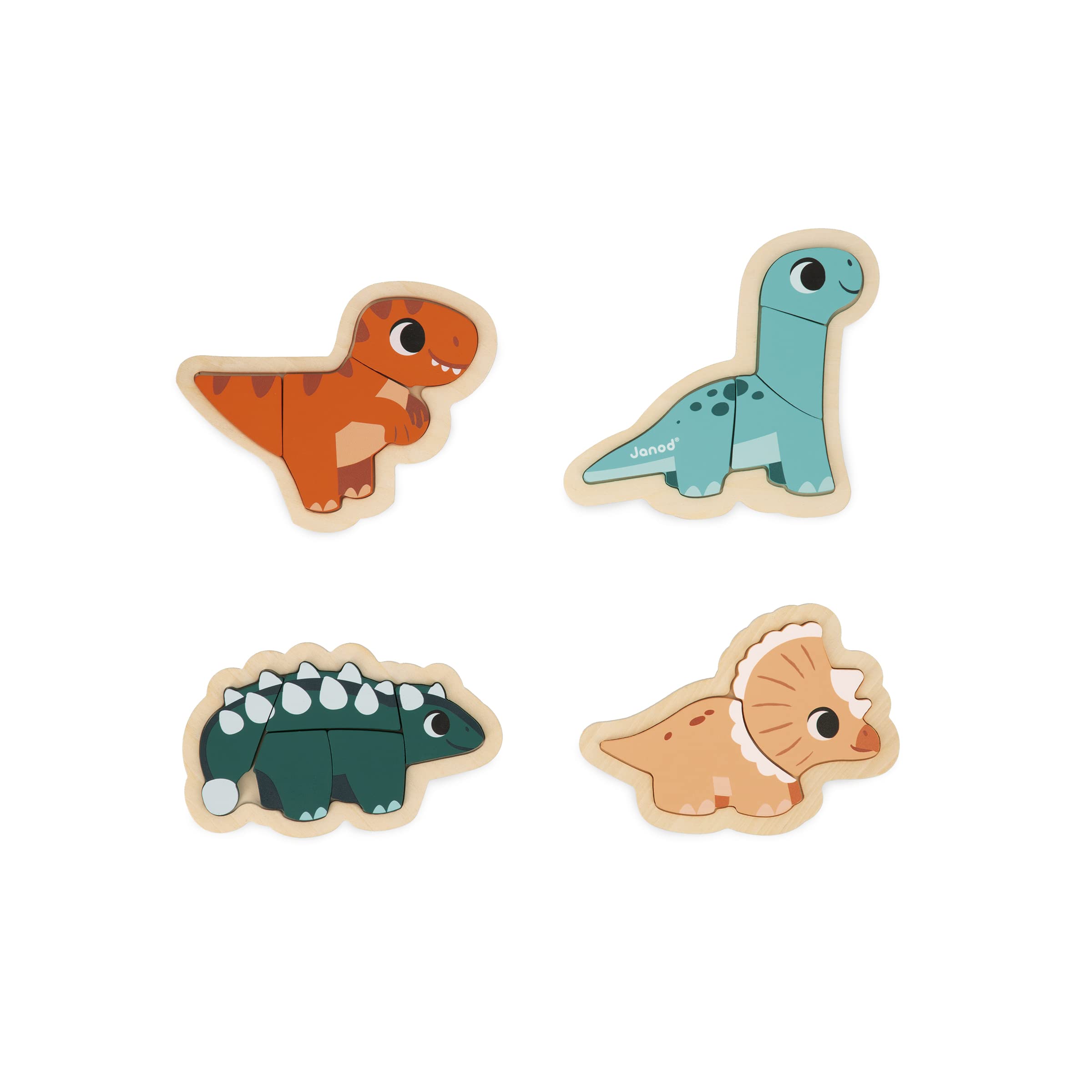 janod-j05824-holzpuzzle-set-dinos-4-evolutive-dino-puzzles-mit-2-bis-5-teilen image 1