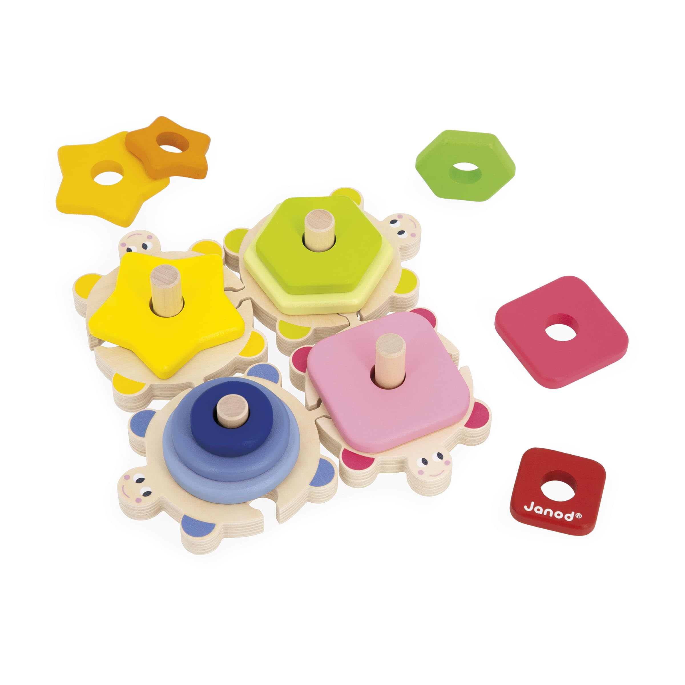 janod-i-wood-steckpuzzle-schildkr-ten-4-holzpuzzles-mit-12-teilen-fsc-zertifizie image 3