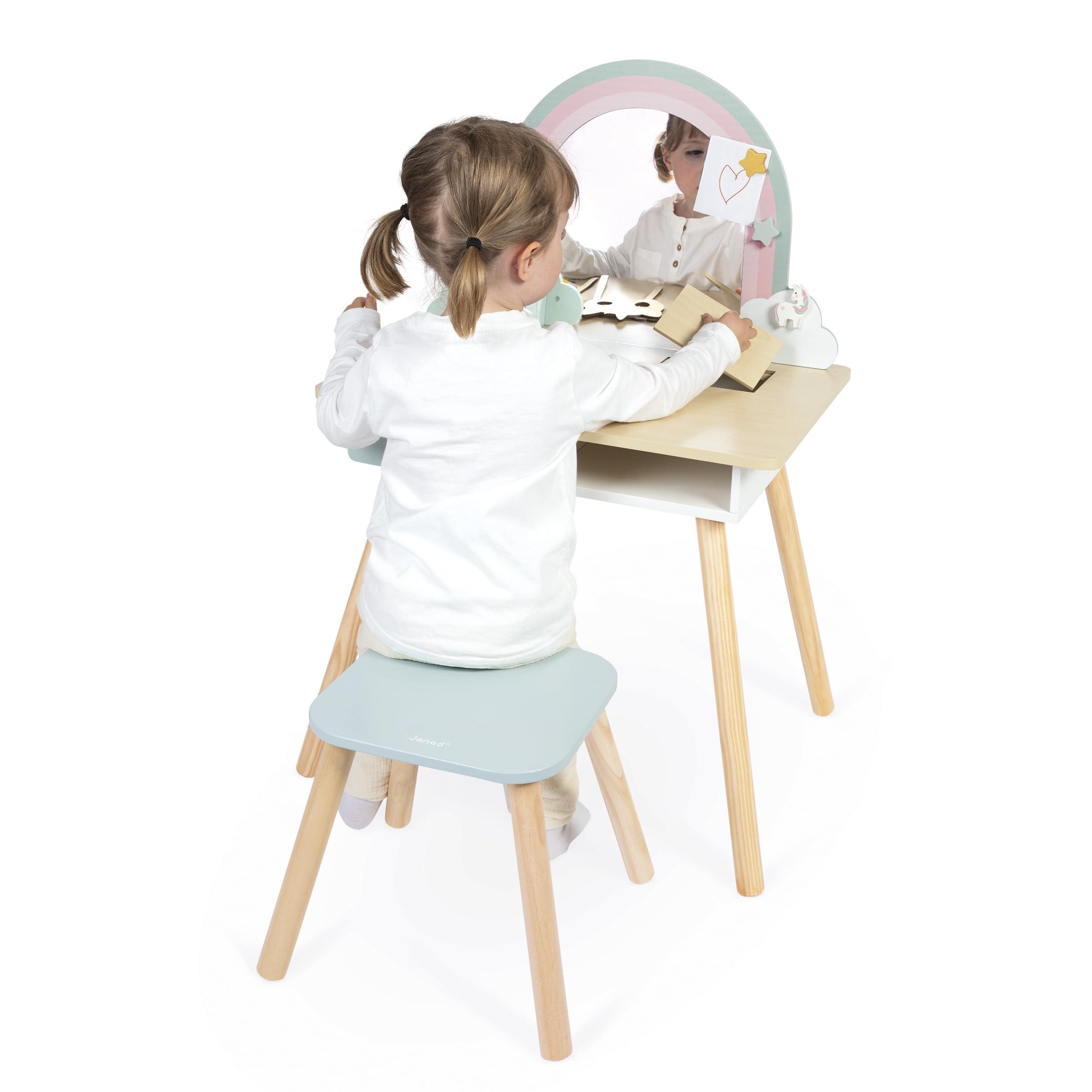 janod-einhorn-frisiertisch-f-r-kinder-mit-spiegel-hocker-und-10-zubeh-r-j06464 image 7