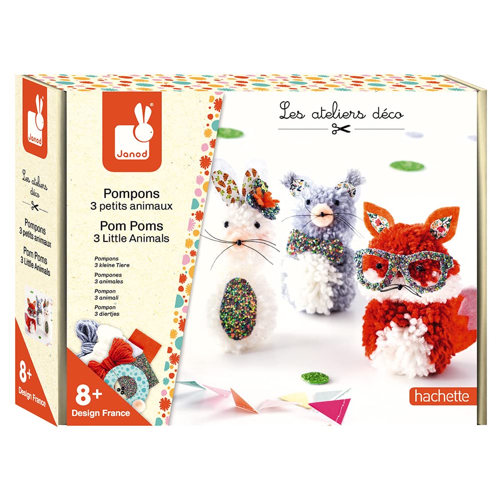 janod-bastelset-pompons-3-kleine-tiere-kreativset image 1