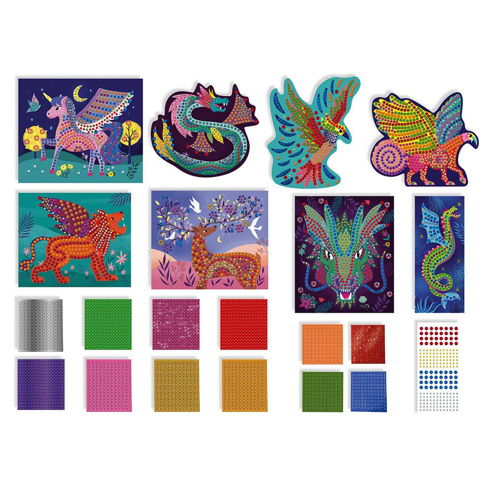 janod-j07904-bastelset-mosaike-fantastische-kreaturen-8-karten-mit-3700-schaumst image 2