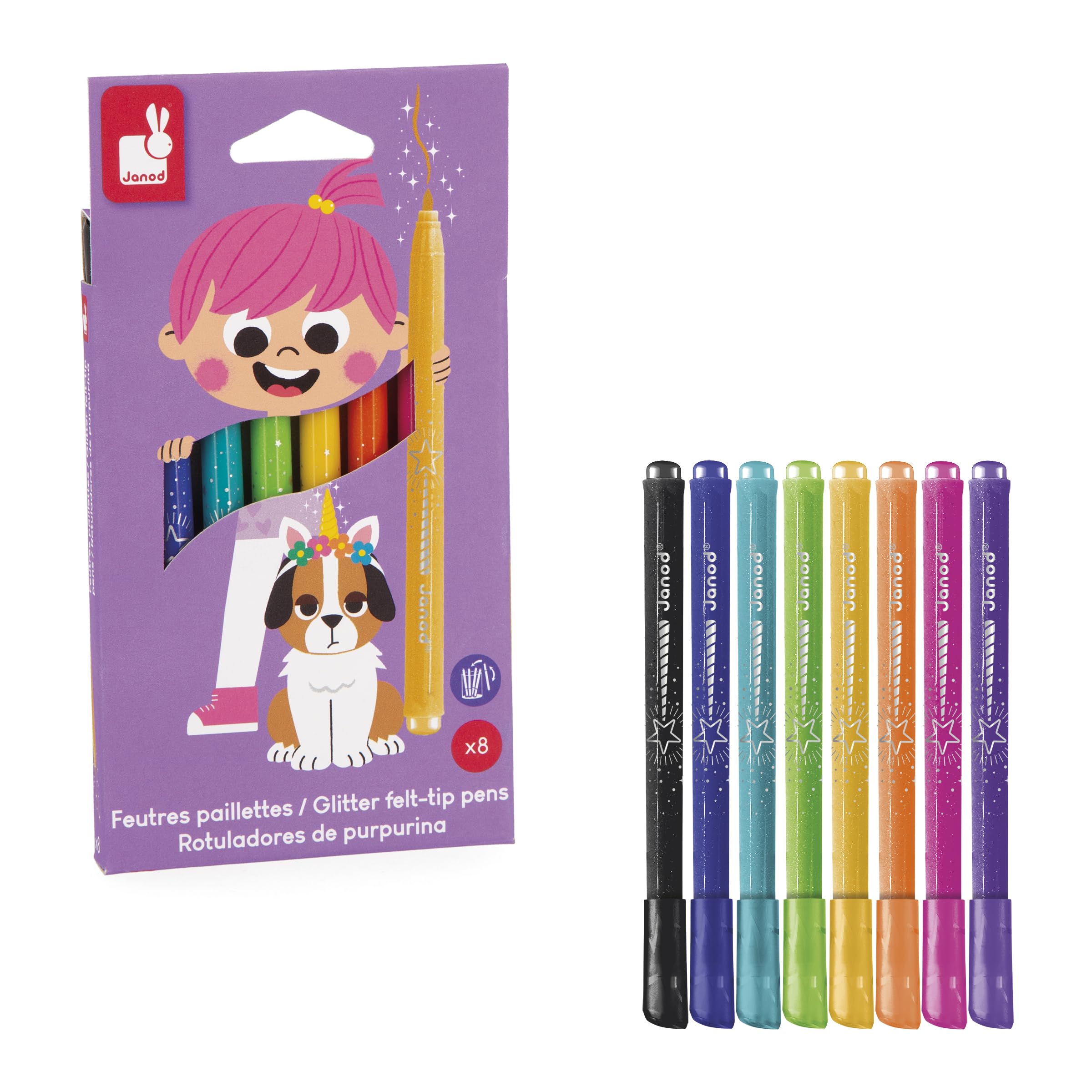 janod-8-glitzerfilzstifte-j07412-abwaschbar-ab-3-jahre image 6